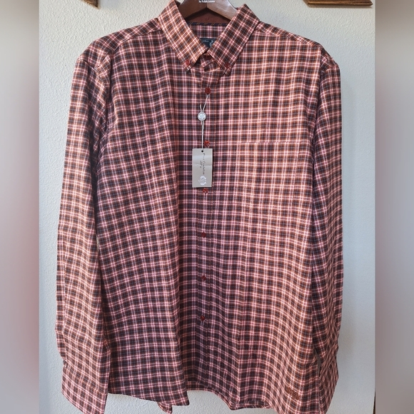 NWT Paul Costelloe Regular Fit Plaid Light Flannel Button Down Mens Shirt Size L - Picture 1 of 7
